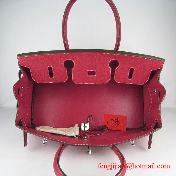 Hermes Birkin 42cm Togo Leather Bag 6109 Red silver padlock